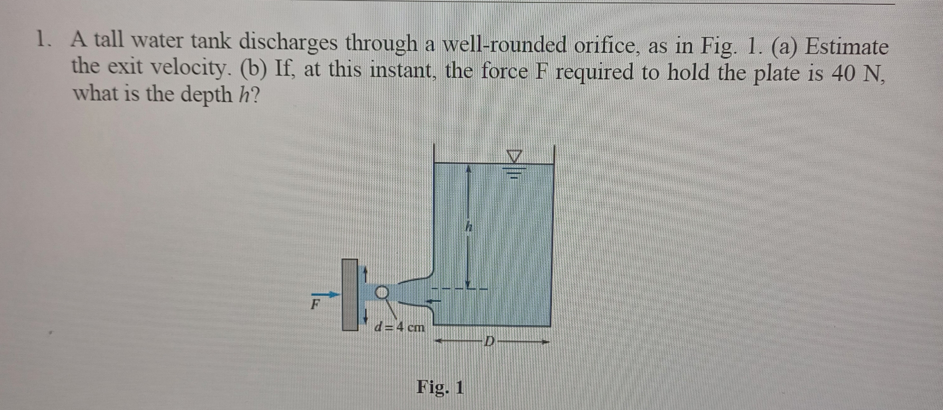 A tall water tank discharges through a well -