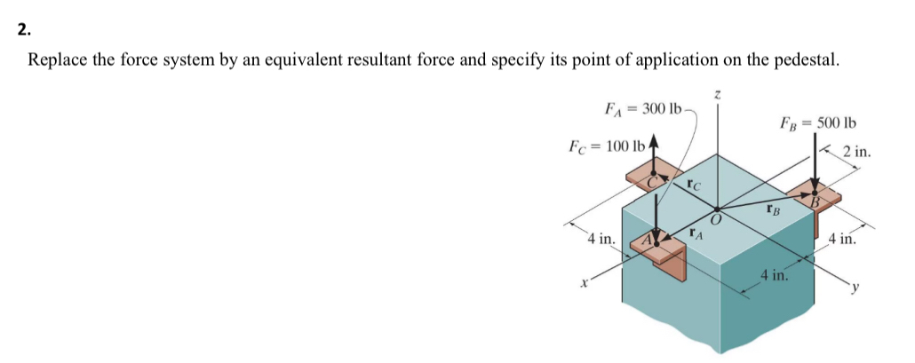Replace the force system by an equivalent