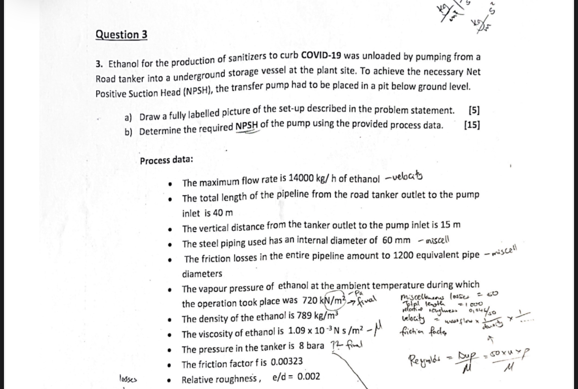 Question 3 Ethanol for the production of
