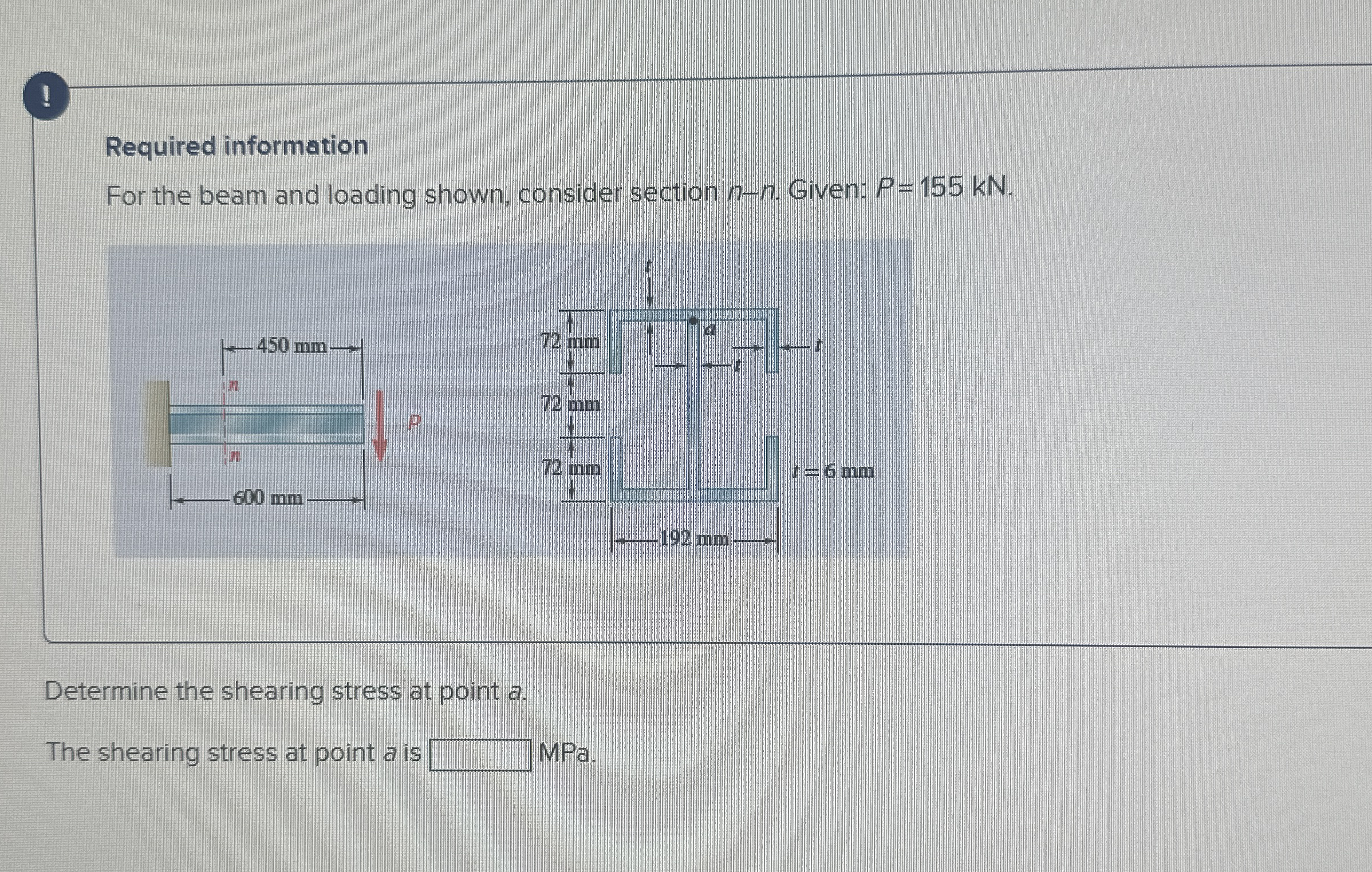 ! Required information For the beam and loading