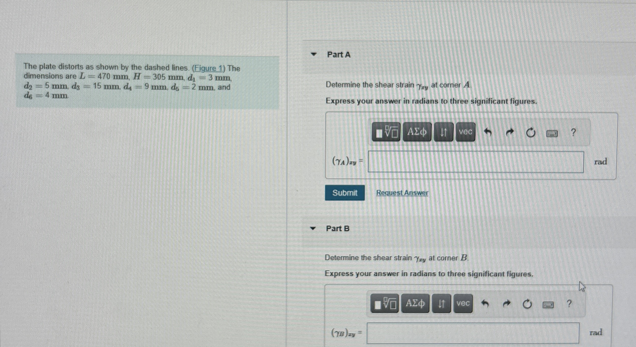 The plate distorts as shown by the dashed lines.