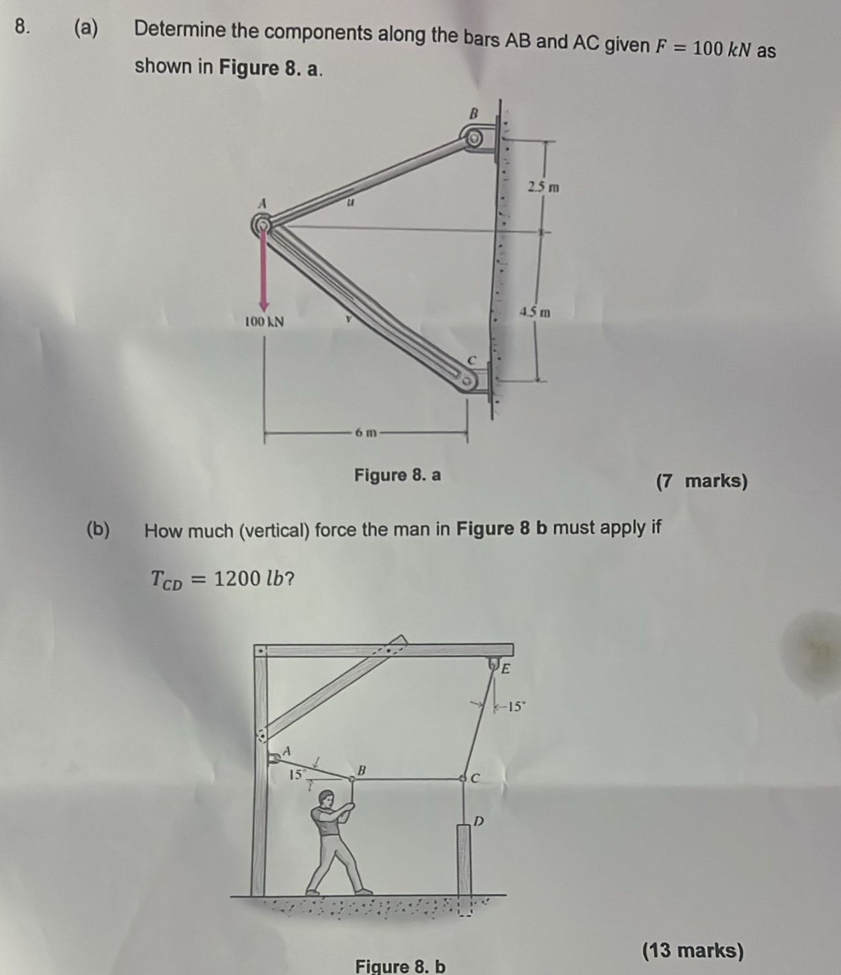 ( a ) Determine the components along the bars AB