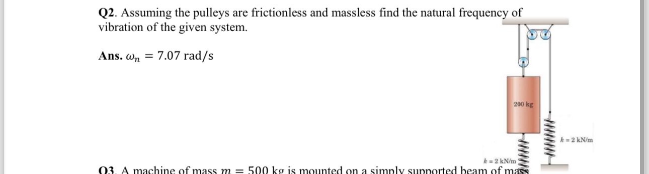 Q 2 . Assuming the pulleys are frictionless and