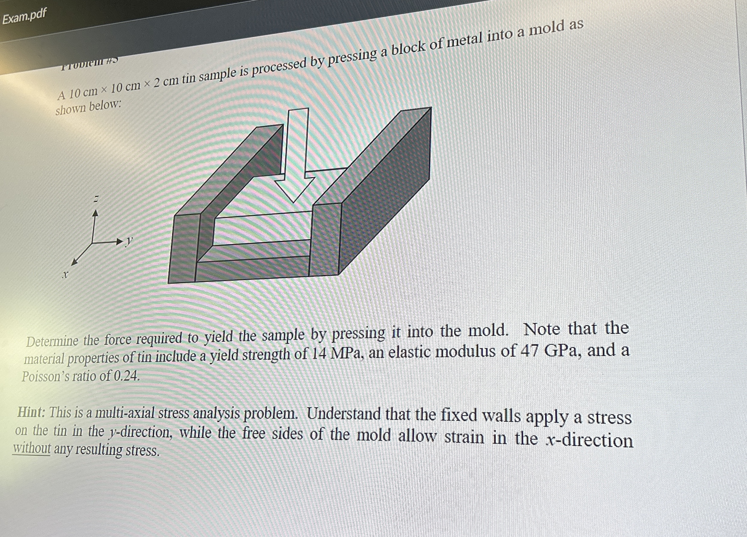 Exam.pdf A 1 0 c m 1 0 c m 2 c m tin sample is