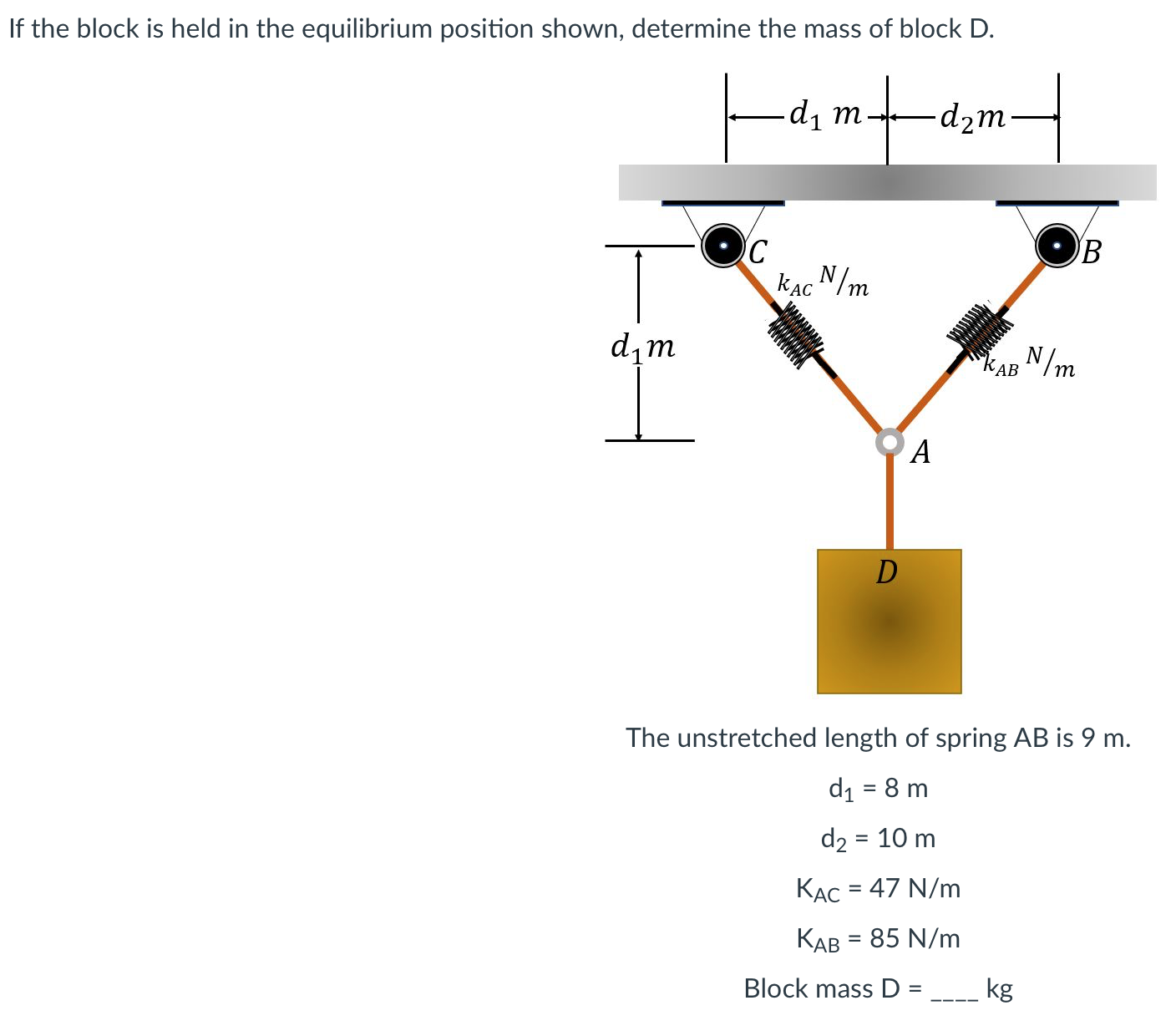 If the block is held in the equilibrium position