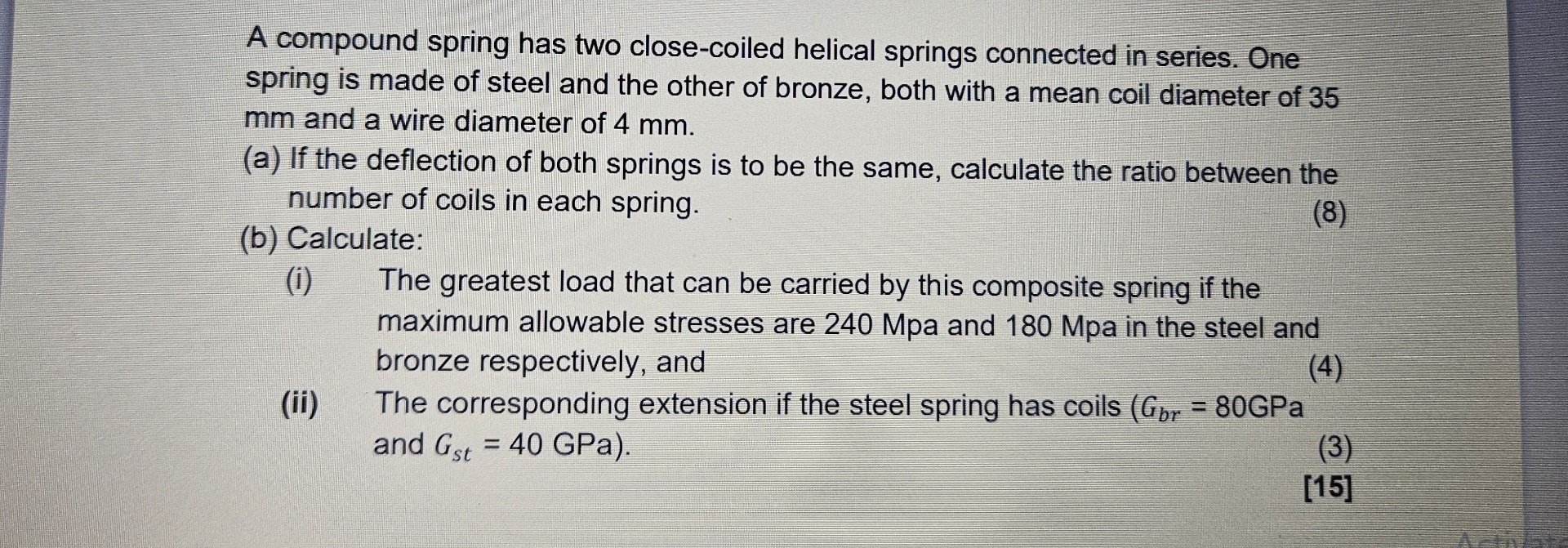 A compound spring has two close - coiled helical
