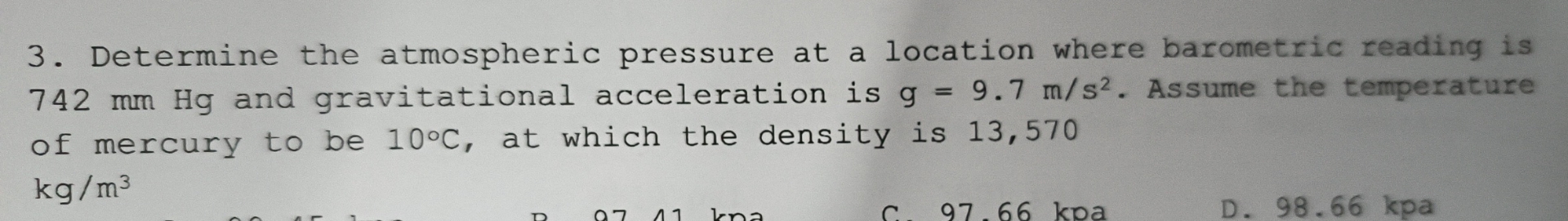 Determine the atmospheric pressure at a location