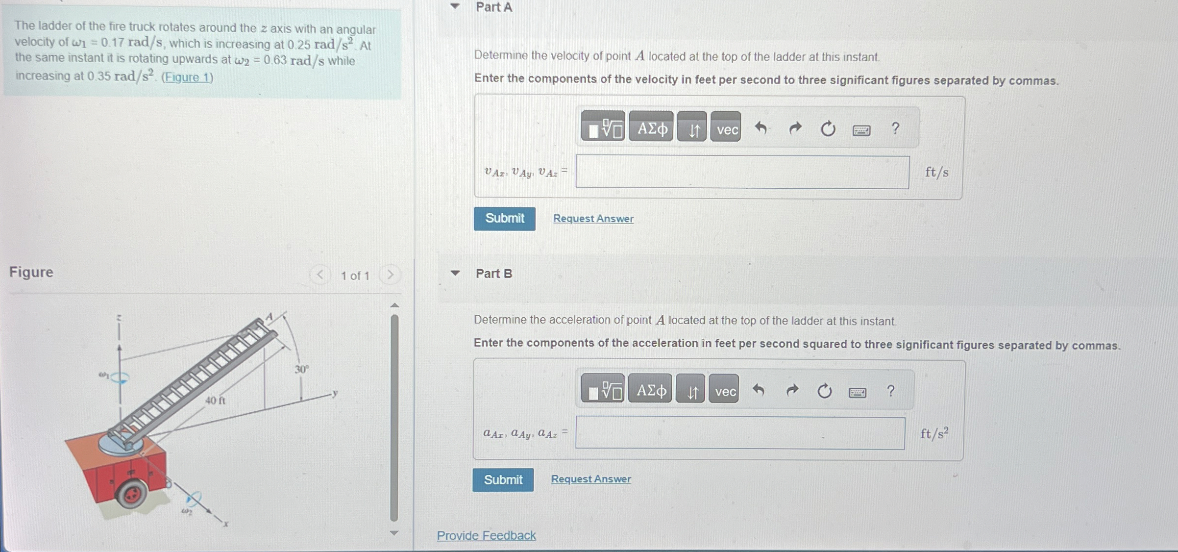 The ladder of the fire truck rotates around the z