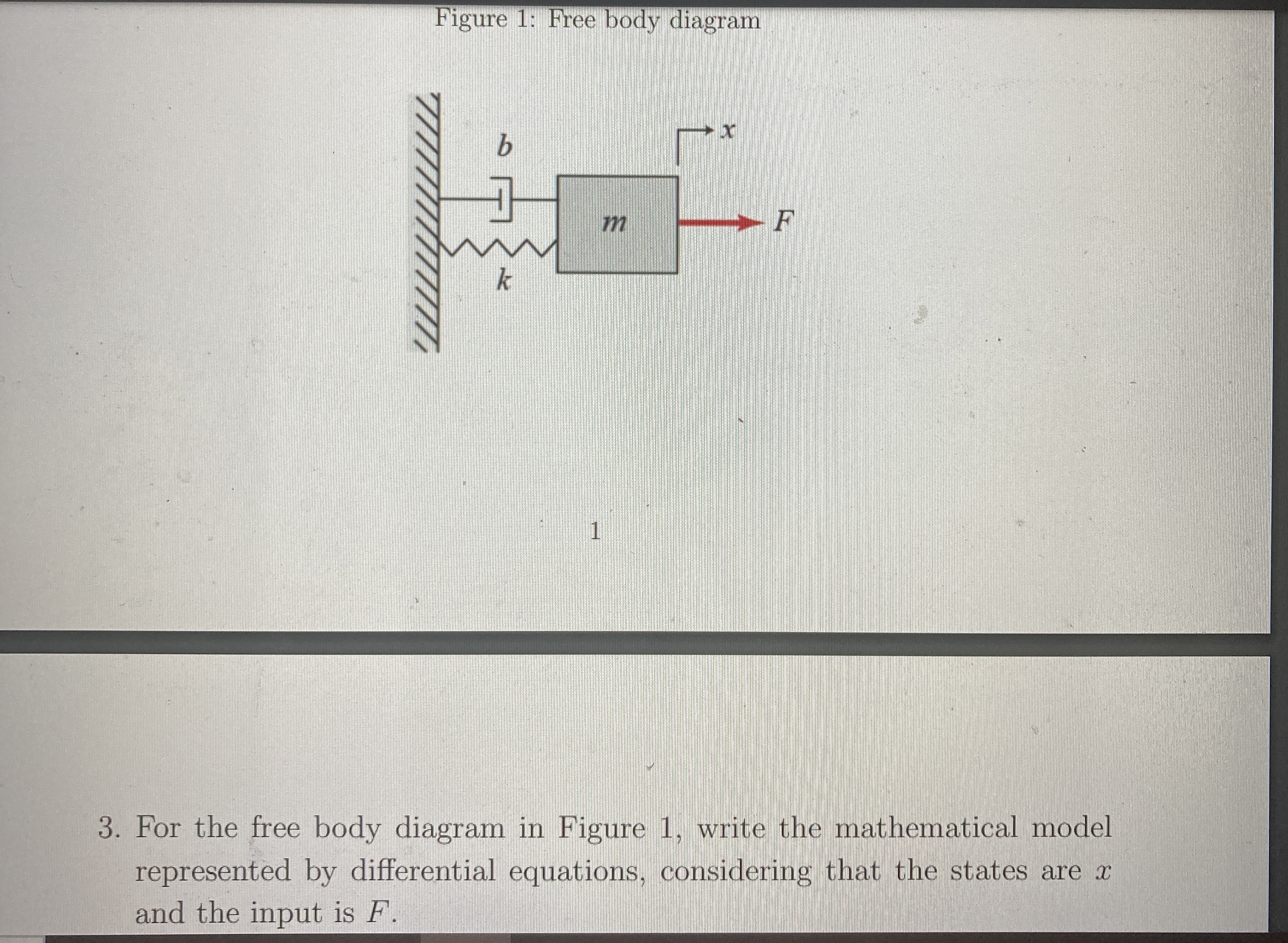 Figure 1 : Free body diagram 1 3 . For the free
