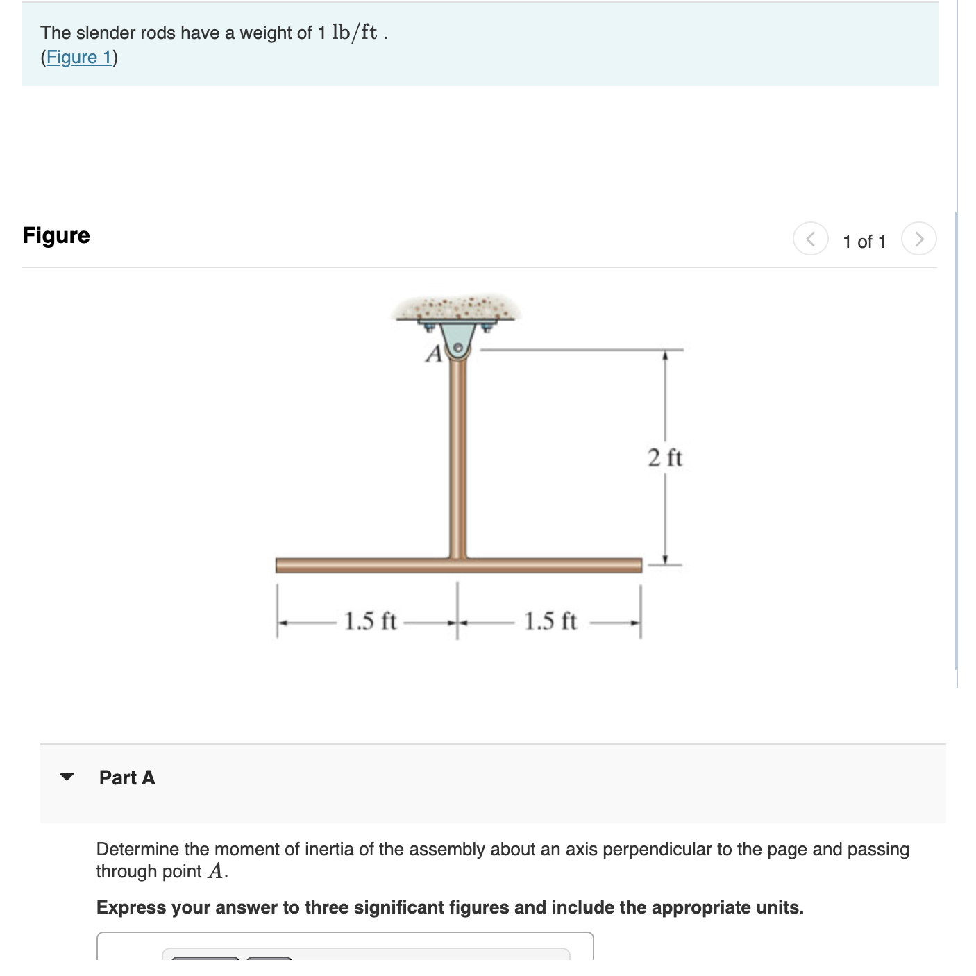 The slender rods have a weight of 1 lb / ftlb /