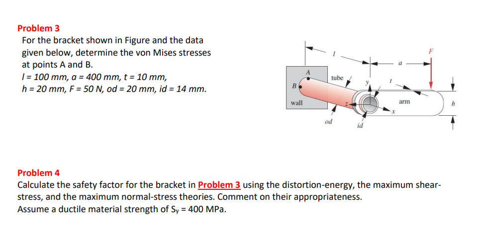Problem 3 For the bracket shown in Figure and the