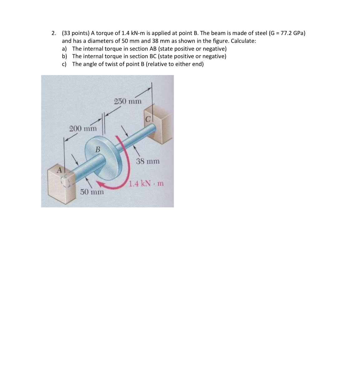 ( 3 3 points ) A torque of 1 . 4 k N - m is