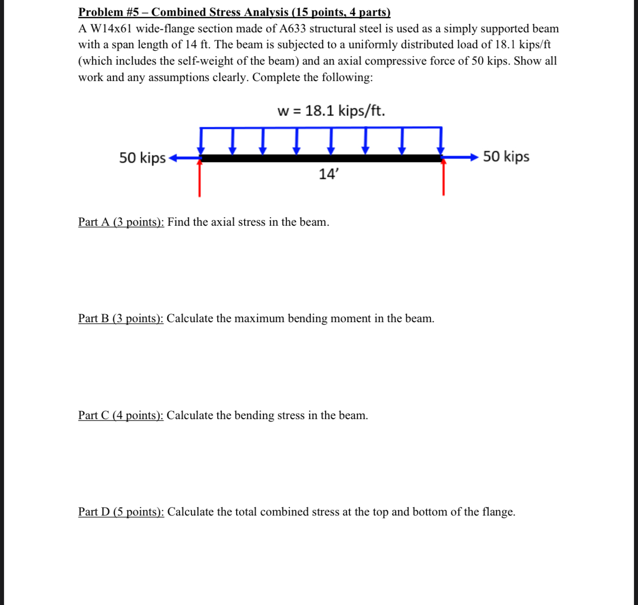 Problem # 5 - Combined Stress Analysis ( 1 5
