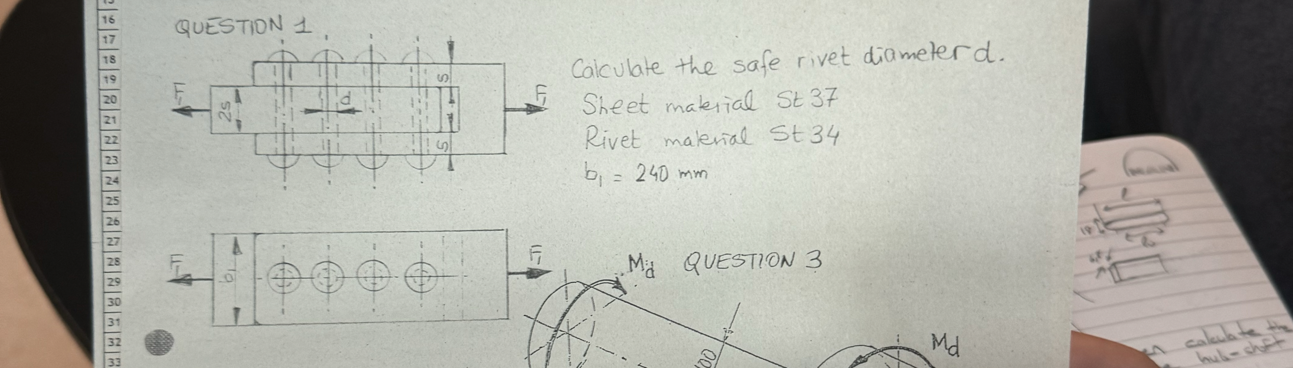 Calculate the safe rivet diameterd. Sheet matrial