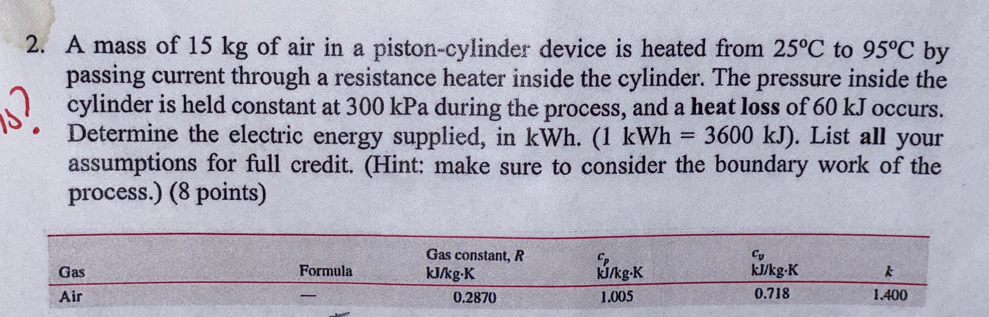A mass of 1 5 kg of air in a piston - cylinder