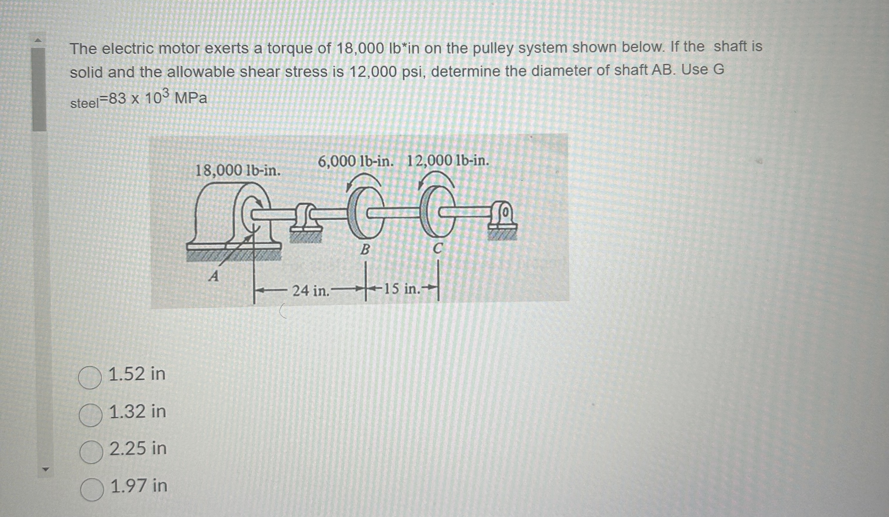 The electric motor exerts a torque of 1 8 , 0 0 0