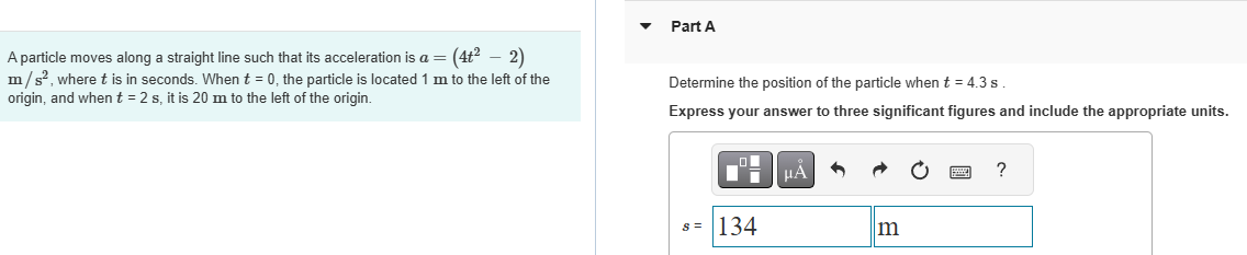 A particle moves along a straight line such that