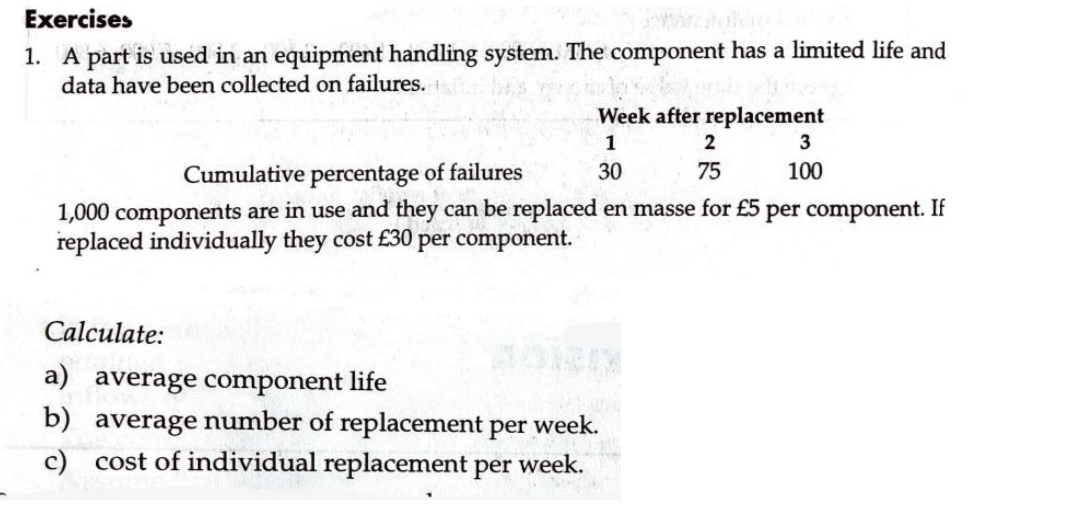 Exercises A part is used in an equipment handling