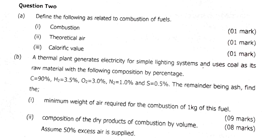 Question Two ( a ) Define the following as