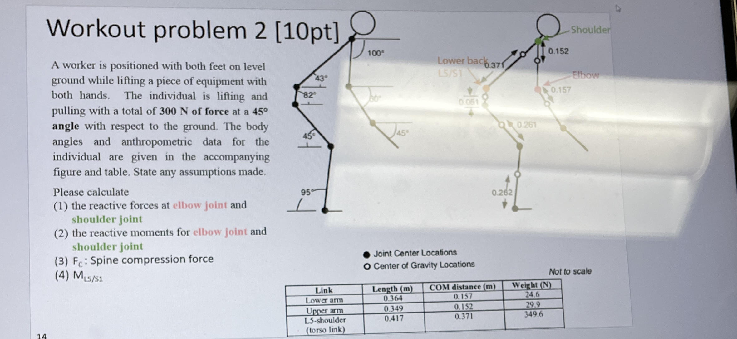 Workout problem 2 [ 1 A worker is positioned with