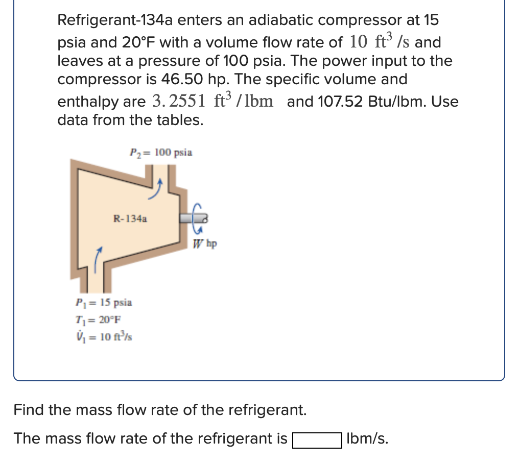 Refrigerant - 1 3 4 a enters an adiabatic