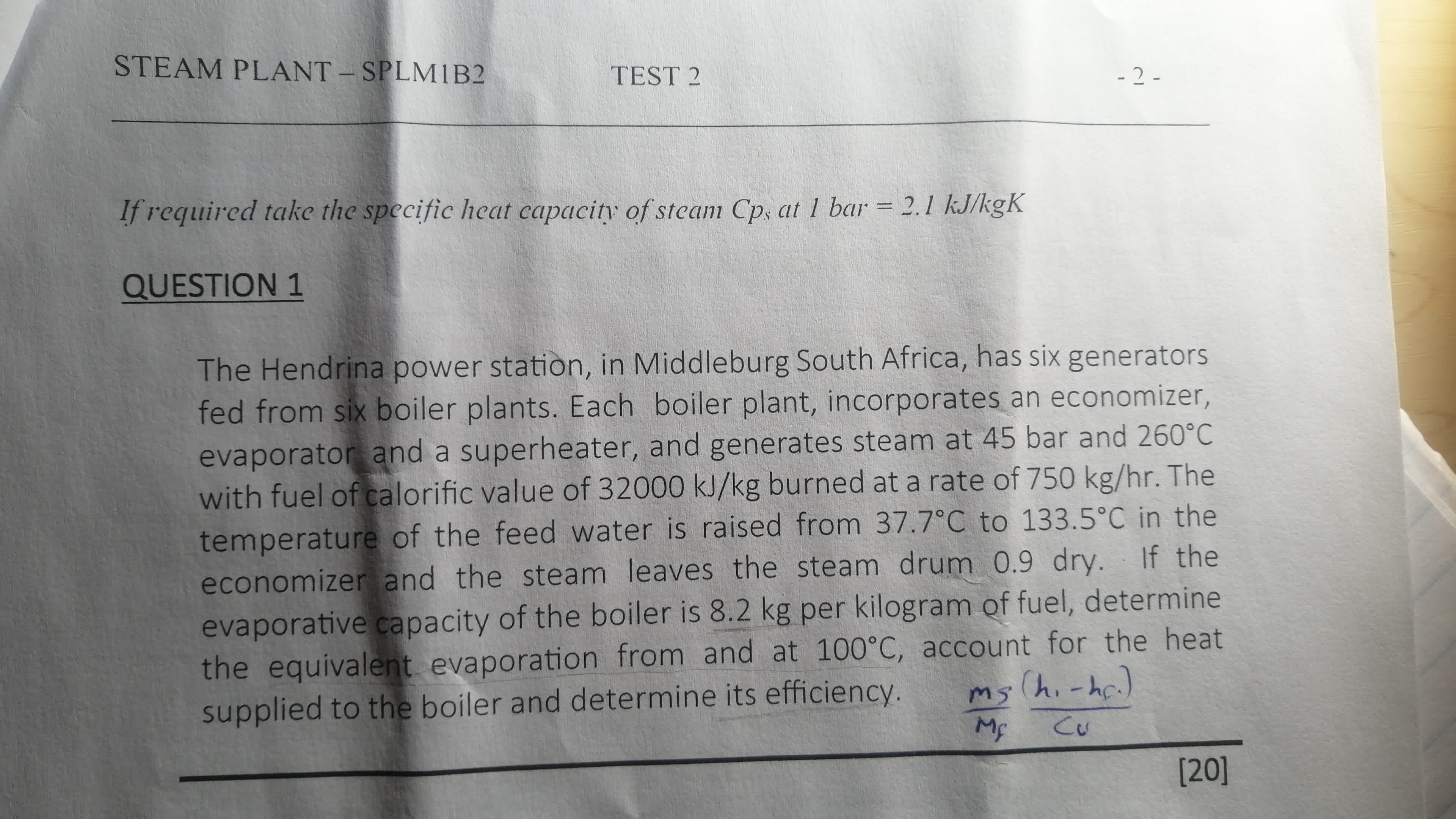 If required take the specific heat capacity of