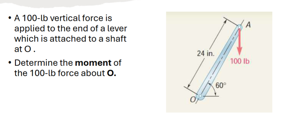 A 1 0 0 - lb vertical force is applied to the end