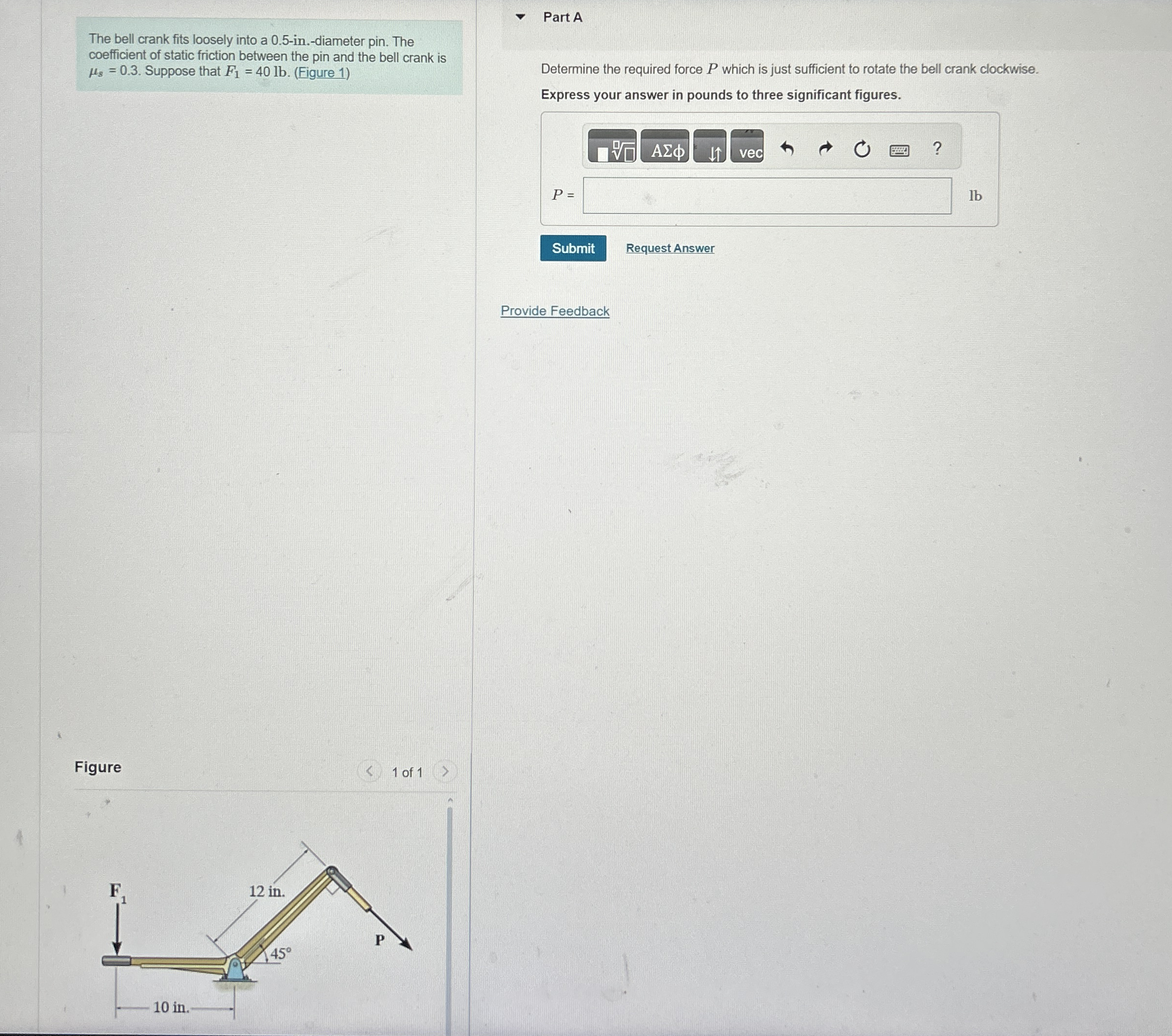 The bell crank fits loosely into a 0 . 5 - in . -