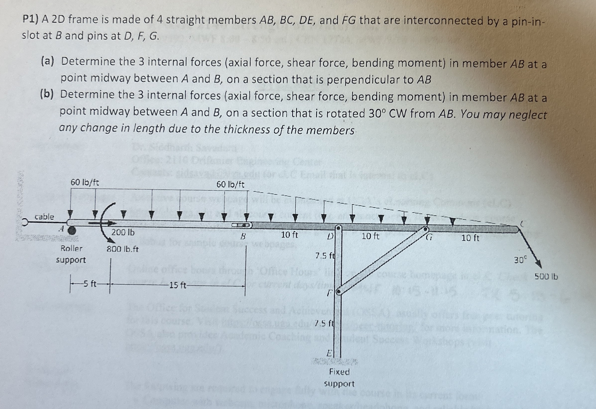 Please help with part b . P 1 ) A 2 D frame is