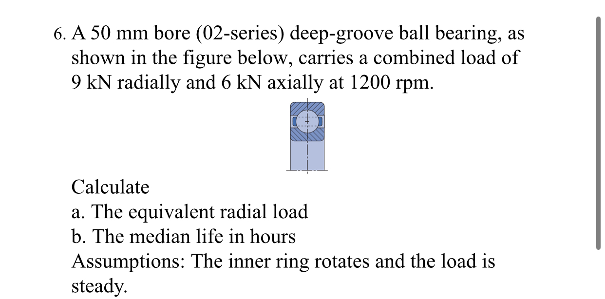 6 . A 5 0 mm bore ( 0 2 - series ) deep - groove