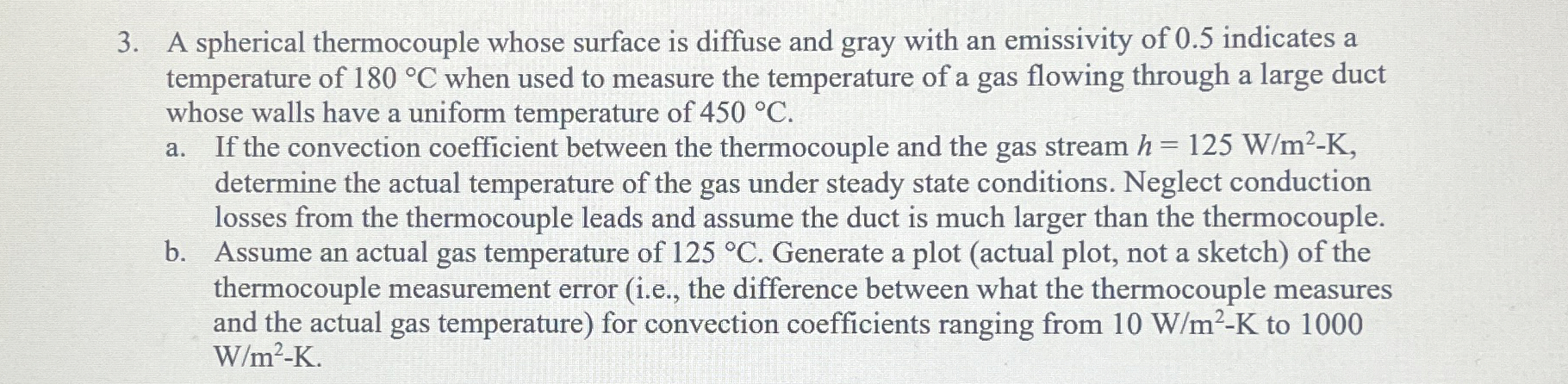 A spherical thermocouple whose surface is diffuse