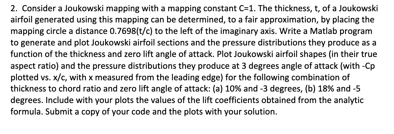 2 . Consider a Joukowski mapping with a mapping
