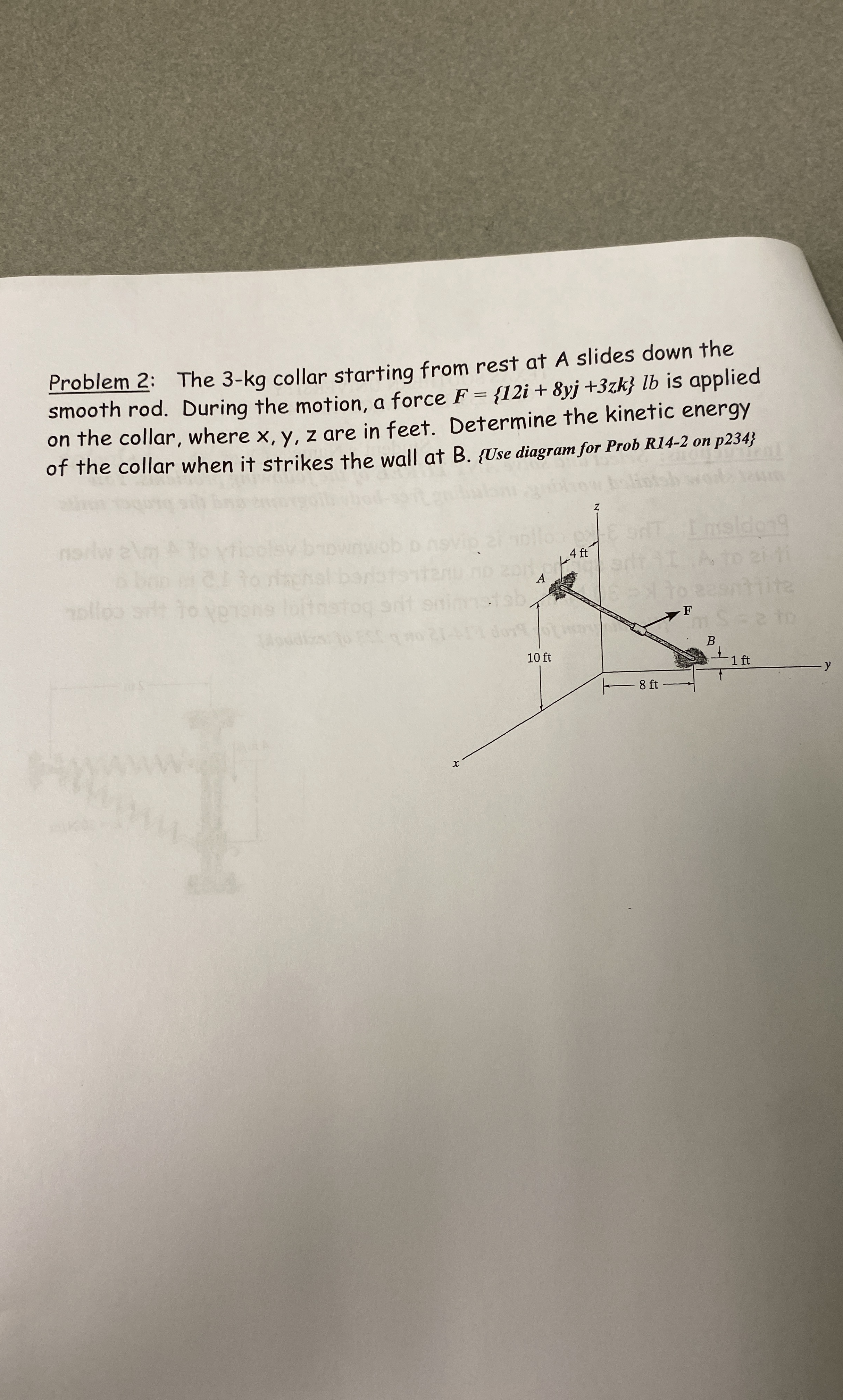 Problem 2 : The 3 - kg collar starting from rest