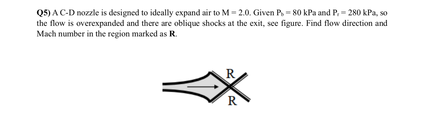 Q 5 ) A C - D nozzle is designed to ideally