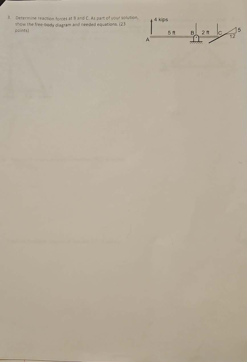 Determine reaction forces at B and C . As part of