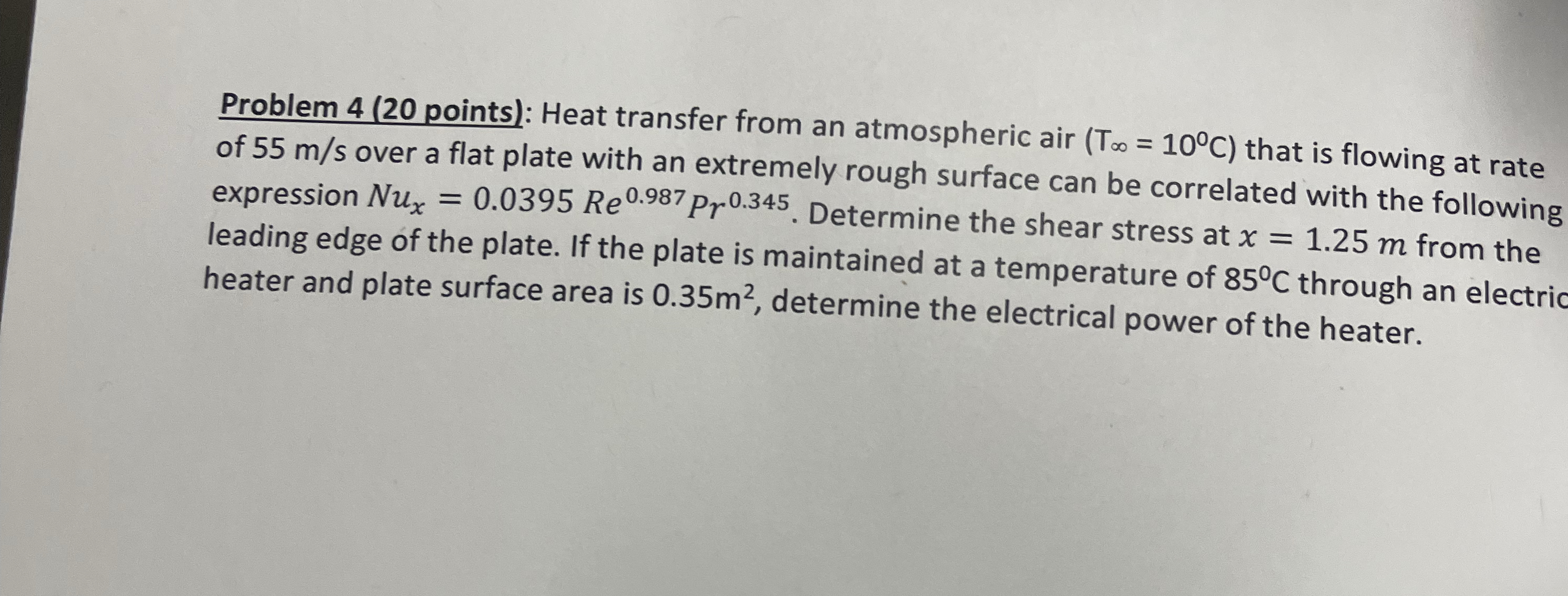 Problem 4 ( 2 0 points ) : Heat transfer from an