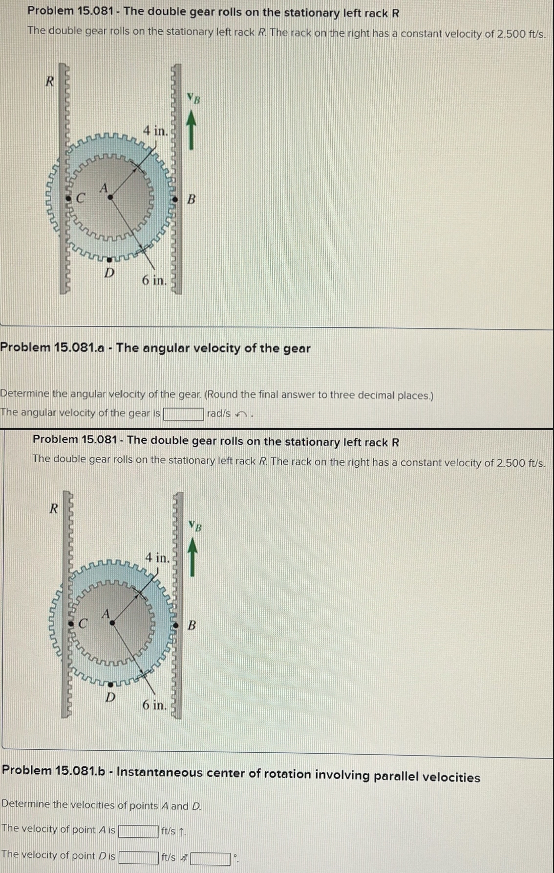 Problem 1 5 . 0 8 1 - The double gear rolls on