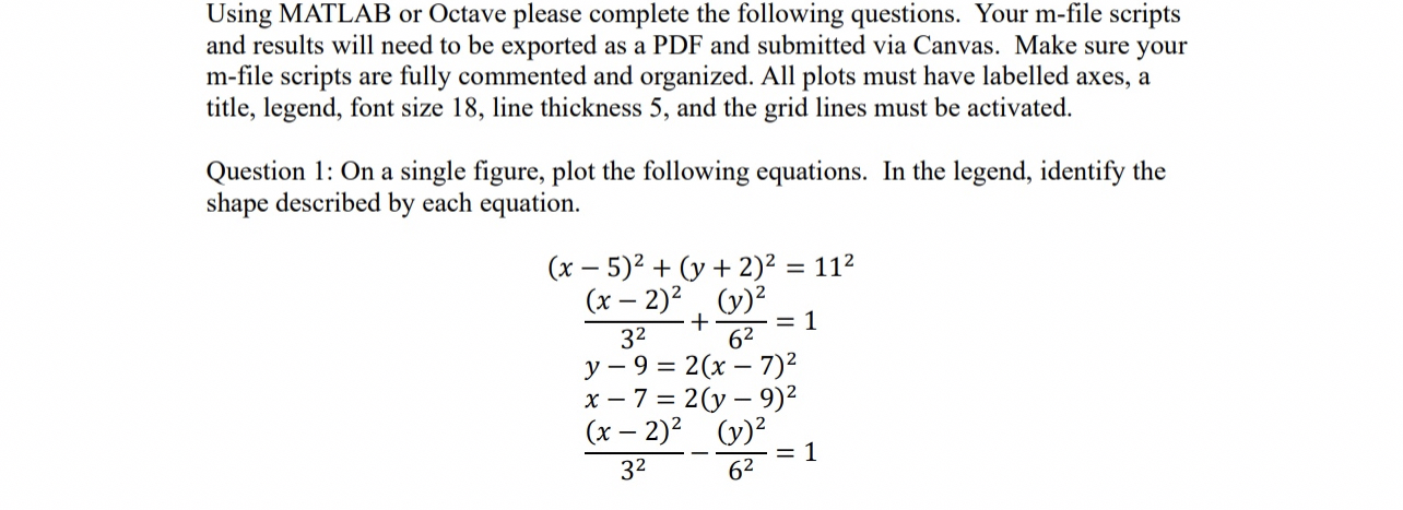 Using MATLAB or Octave please complete the
