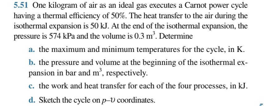 5 . 5 1 One kilogram of air as an ideal gas
