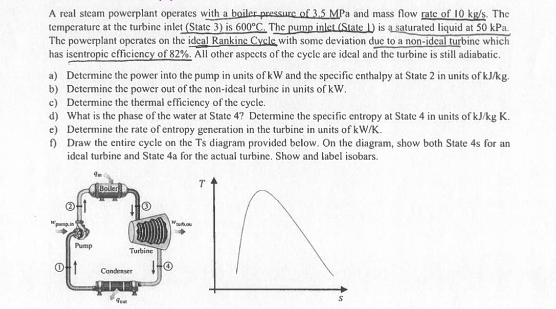 A real steam powerplant operates with a boiler