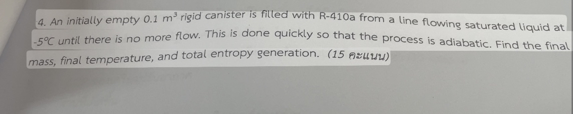 An initially empty 0 . 1 m 3 rigid canister is