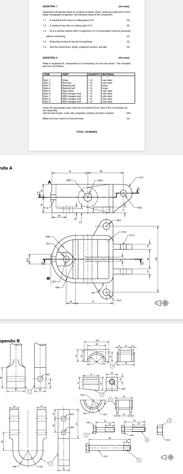 QUESTION 1 : [ 3 0 marks ] Appendix A shows two