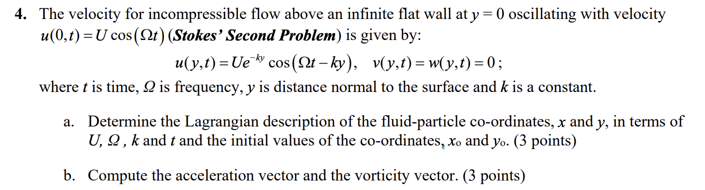 The velocity for incompressible flow above an