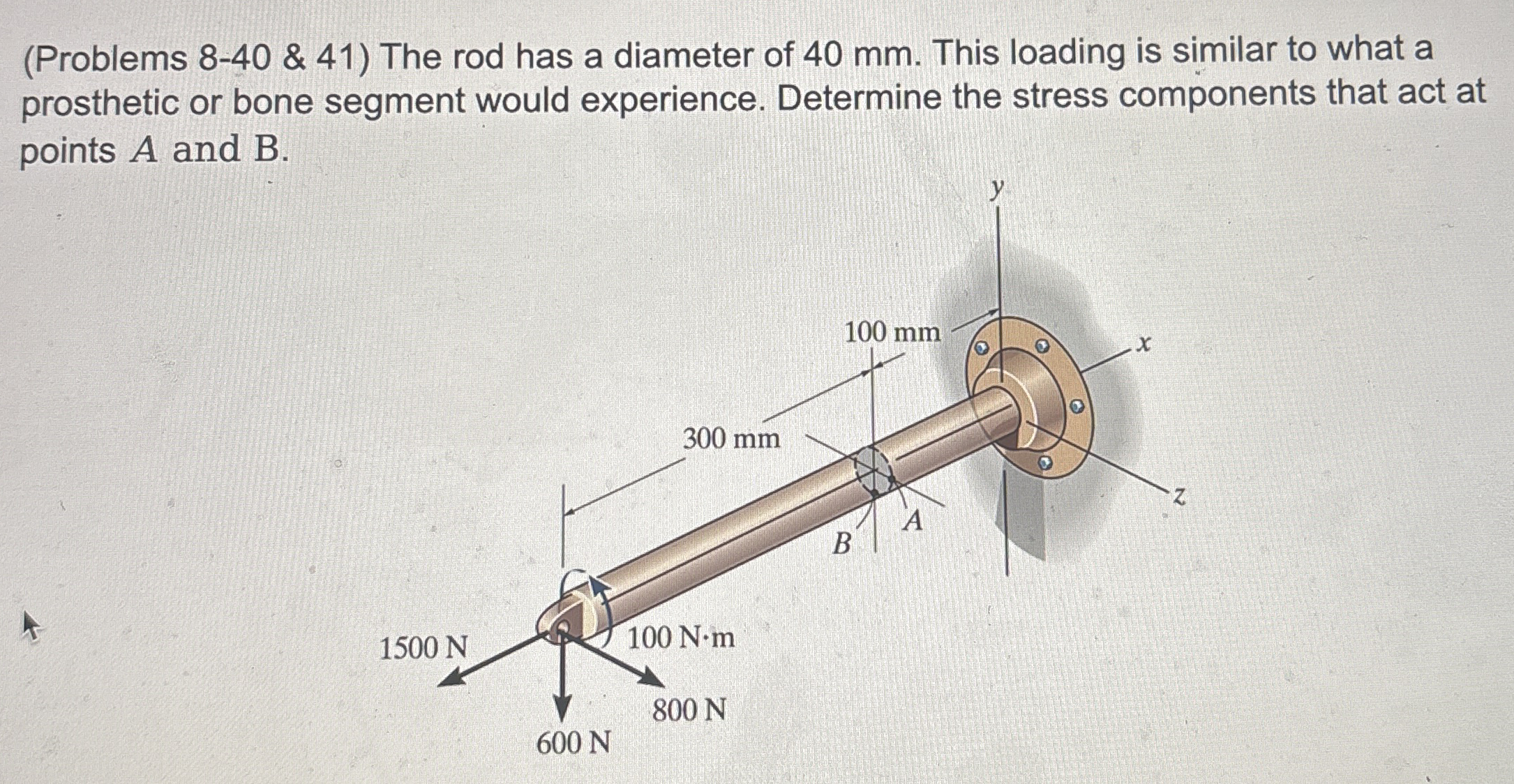 ( Problems 8 - 4 0 & 4 1 ) The rod has a diameter