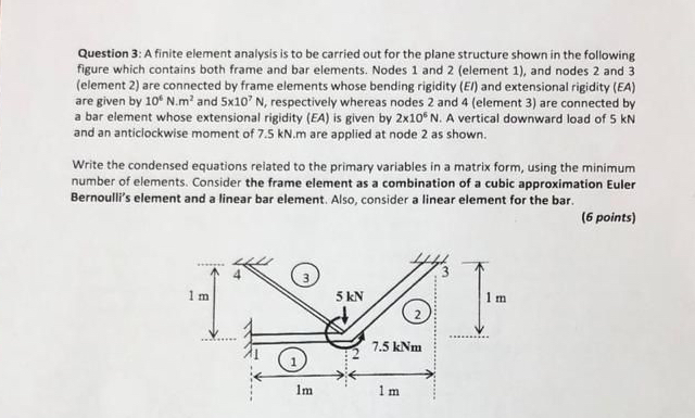 Question 3 : A finite element analysis is to be