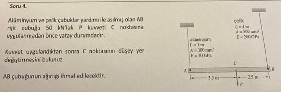 Soru 4 . Al minyum ve elik ubuklar yard m ile as