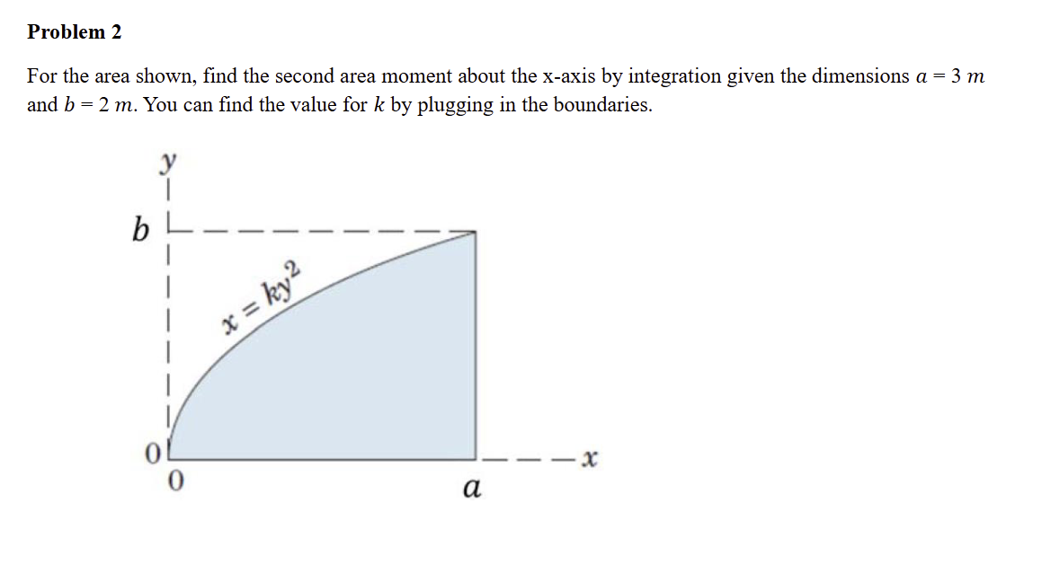 Problem 2 For the area shown, find the second