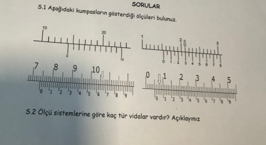 SORULAR S . 1 A a daki kumpaslar n g sterdi i l