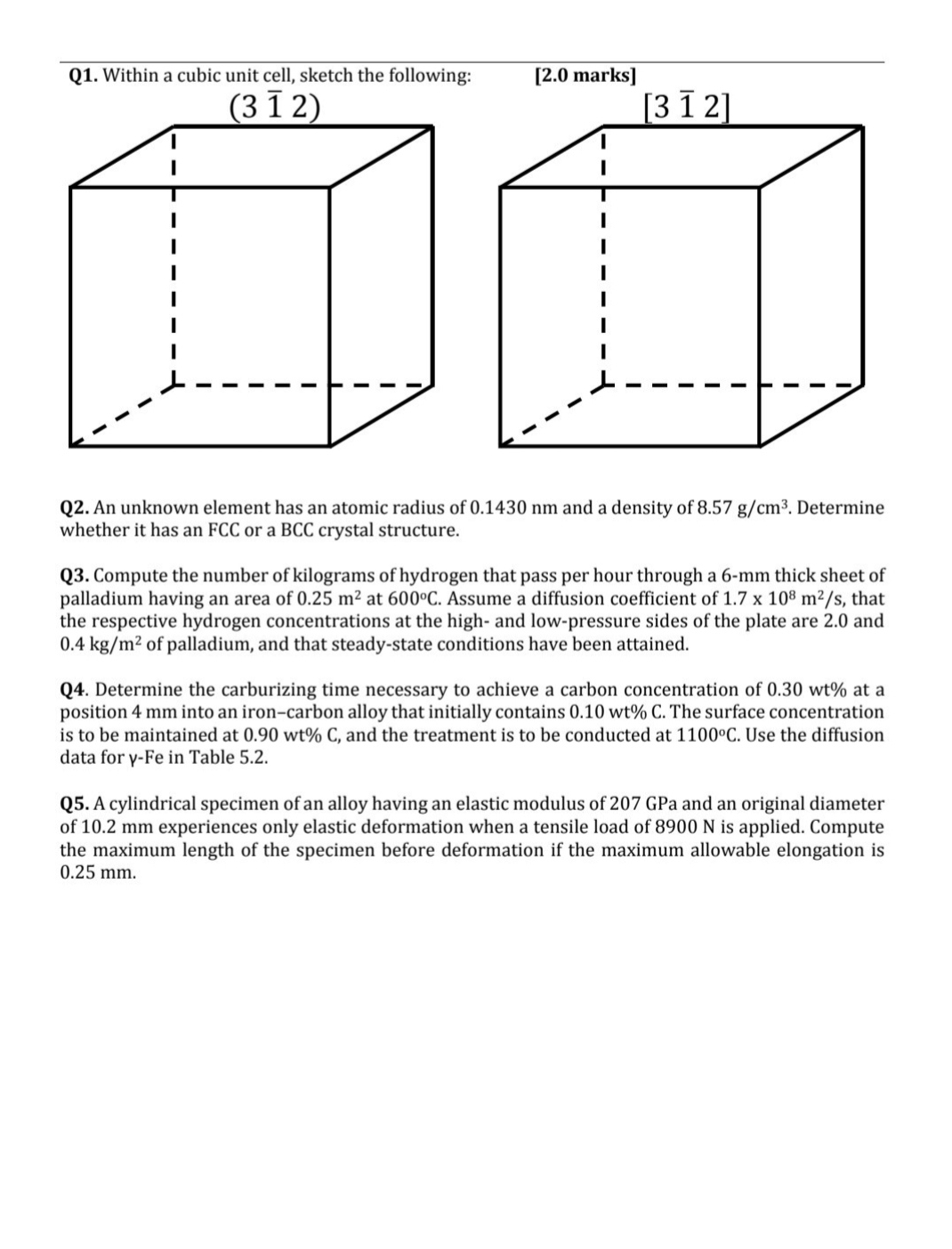 Q 2 . An unknown element has an atomic radius of