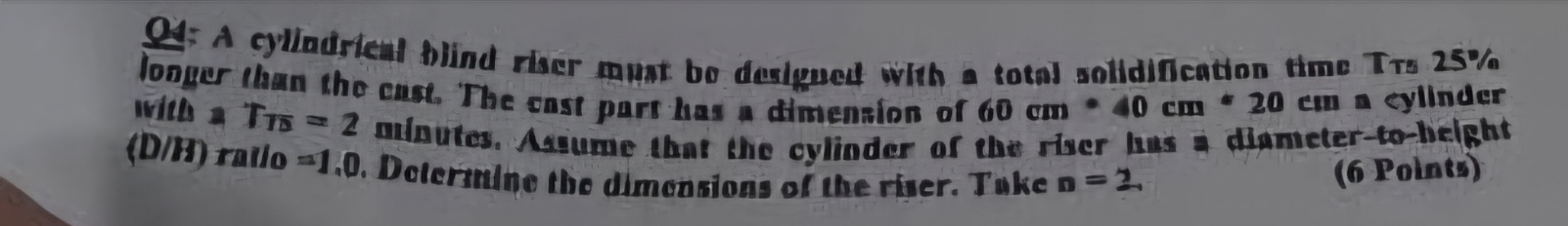Q 4 : A cylladicet blind riser must bo derigued